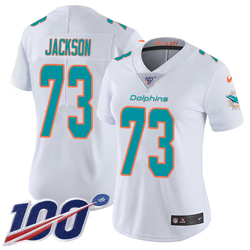 Nike Miami Dolphins #73 Austin Jackson White Women Stitched NFL 100th Season Vapor Untouchable Limited Jersey->women nfl jersey->Women Jersey